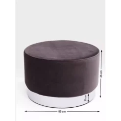 KARE Design Hocker Cherry Dunkelgrau Silver O55Cm- Sitzbänke