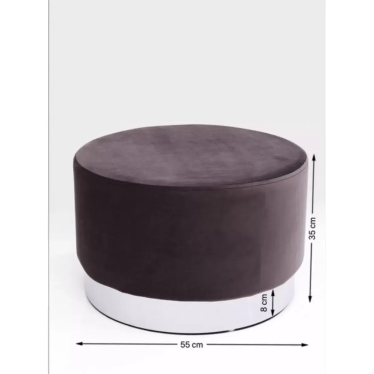 KARE Design Hocker Cherry Dunkelgrau Silver O55Cm- Sitzbänke