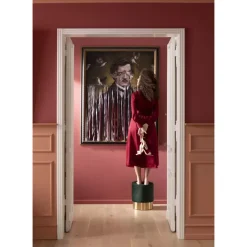 KARE Design Hocker Cherry Dunkelgrun Brass O35Cm- Sitzbänke