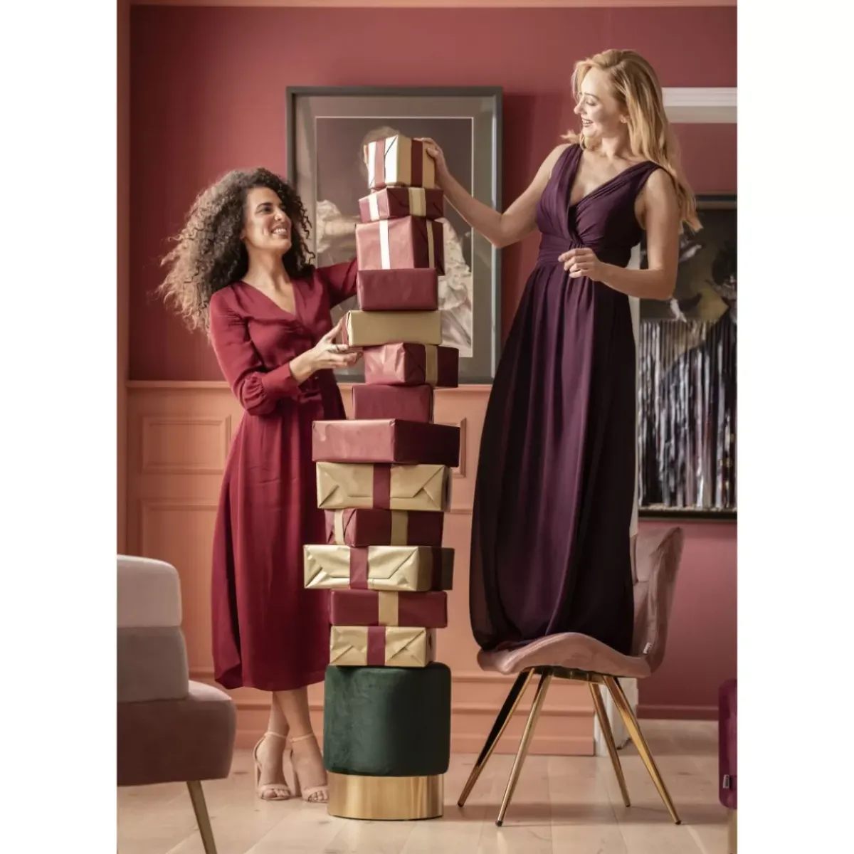 KARE Design Hocker Cherry Dunkelgrun Brass O35Cm- Sitzbänke