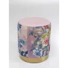 KARE Design Hocker Cherry Flower Rosa Brass O32Cm- Sitzbänke