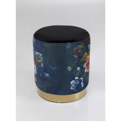 KARE Design Hocker Cherry Flower Schwarz Brass O32Cm- Sitzbänke