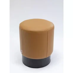 KARE Design Hocker Cherry Leder Braun O36Cm- Sitzbänke