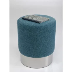 KARE Design Hocker Cherry Lina Blau Silver O35Cm- Sitzbänke