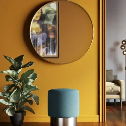 KARE Design Hocker Cherry Lina Blau Silver O35Cm- Sitzbänke