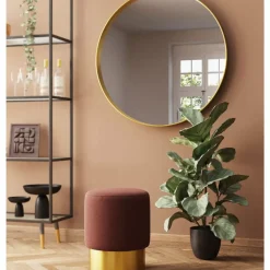 KARE Design Hocker Cherry Lina Braun Brass O35Cm- Sitzbänke