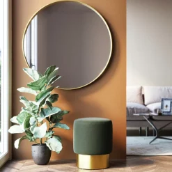 KARE Design Hocker Cherry Lina Grun Brass O35Cm- Sitzbänke