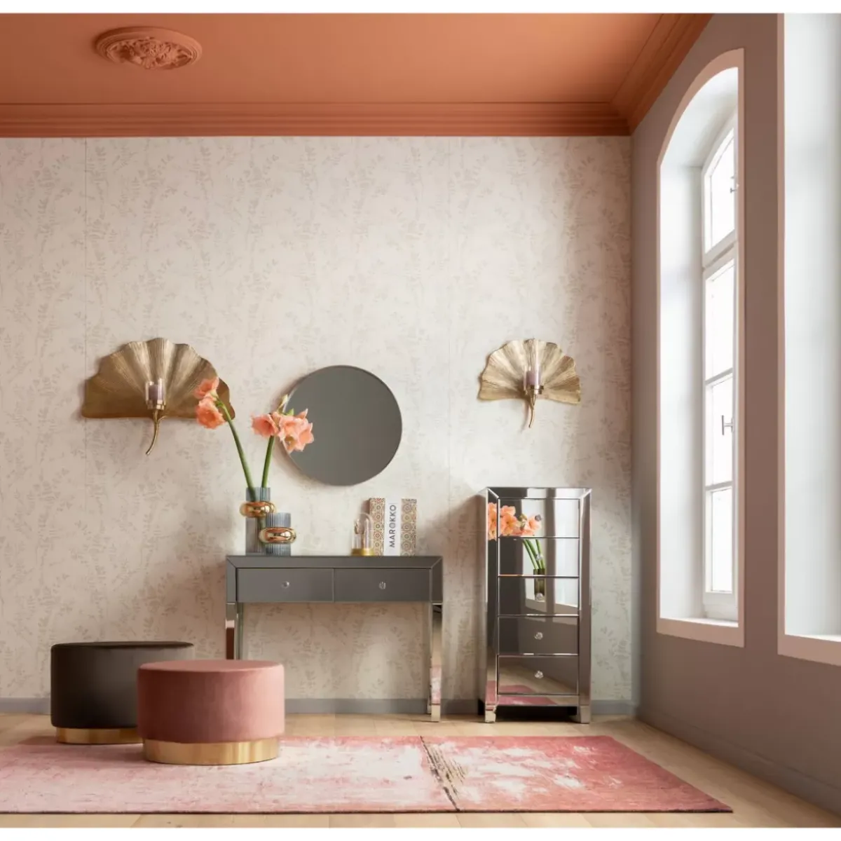 KARE Design Hocker Cherry Rose Brass O55Cm- Sitzbänke