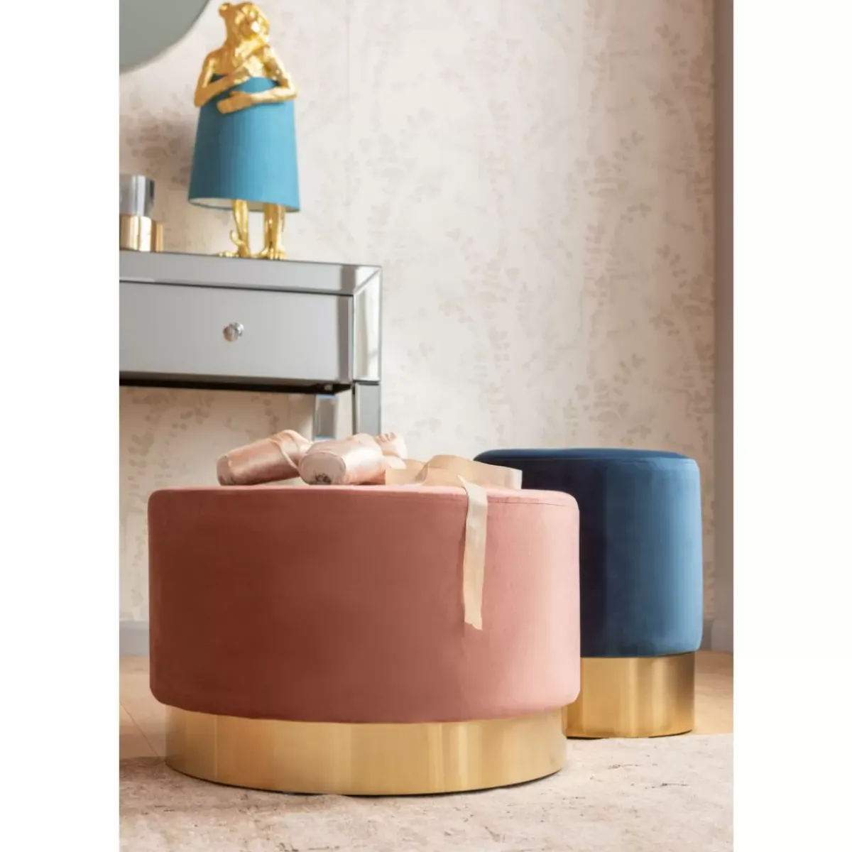 KARE Design Hocker Cherry Rose Brass O55Cm- Sitzbänke