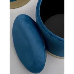 KARE Design Hocker Cherry Storage Blau Brass (2/Set)- Sitzbänke