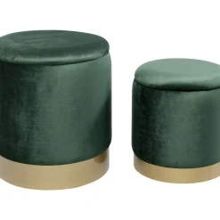 KARE Design Hocker Cherry Storage Dunkelgrun Brass (2/Set)- Sitzbänke