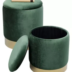 KARE Design Hocker Cherry Storage Dunkelgrun Brass (2/Set)- Sitzbänke