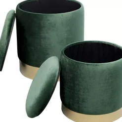 KARE Design Hocker Cherry Storage Dunkelgrun Brass (2/Set)- Sitzbänke