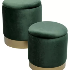 KARE Design Hocker Cherry Storage Dunkelgrun Brass (2/Set)- Sitzbänke