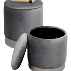 KARE Design Hocker Cherry Storage Grau Silber (2/Set)- Sitzbänke