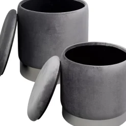 KARE Design Hocker Cherry Storage Grau Silber (2/Set)- Sitzbänke