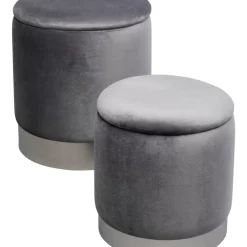 KARE Design Hocker Cherry Storage Grau Silber (2/Set)- Sitzbänke