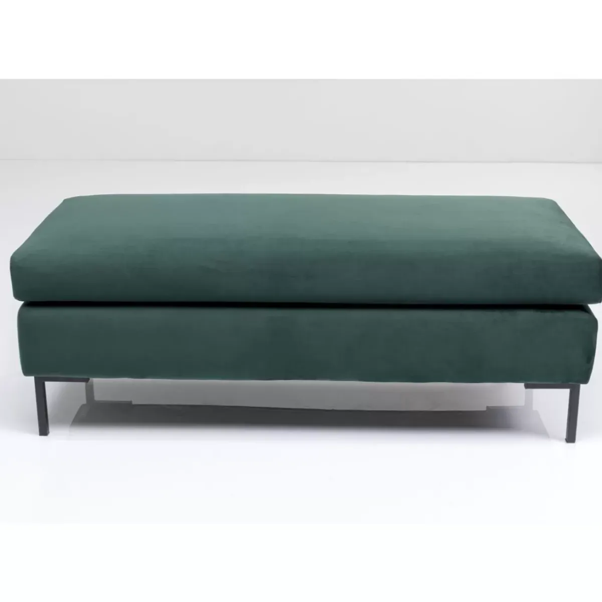 KARE Design Hocker Gianni Velvet Dunkelgrun Schwarz- Sitzbänke