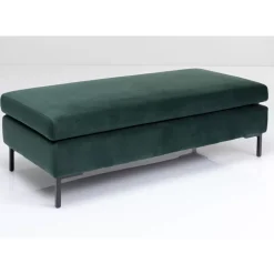 KARE Design Hocker Gianni Velvet Dunkelgrun Schwarz- Sitzbänke
