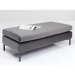 KARE Design Hocker Gianni Velvet Grau Schwarz- Sitzbänke