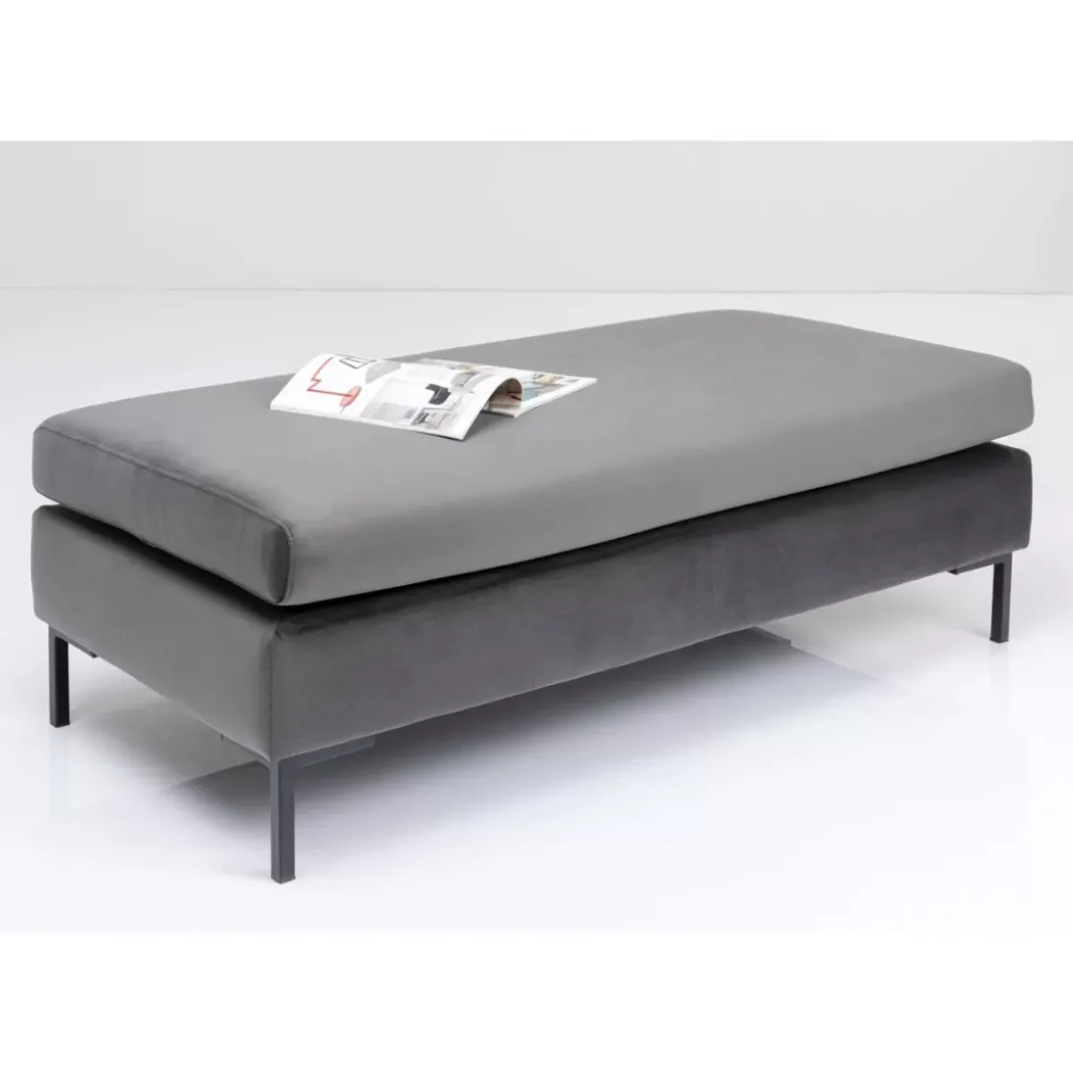 KARE Design Hocker Gianni Velvet Grau Schwarz- Sitzbänke
