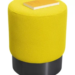 KARE Design Hocker Jody Gelb Mesh Schwarz O35Cm- Sitzbänke