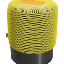 KARE Design Hocker Jody Gelb Schwarz Mesh Schwarz O35Cm- Sitzbänke