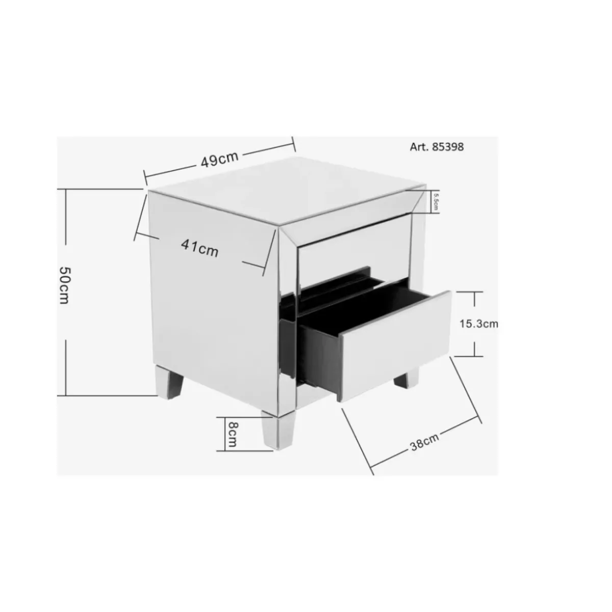 KARE Design Kommode Klein Luxury Push 2 Schube Grau- Kommoden & Sideboards