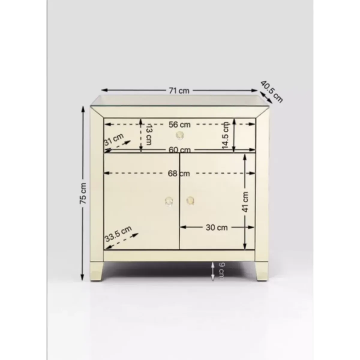 KARE Design Kommode Luxury Champagne 2-Turig 1 Schub- Kommoden & Sideboards