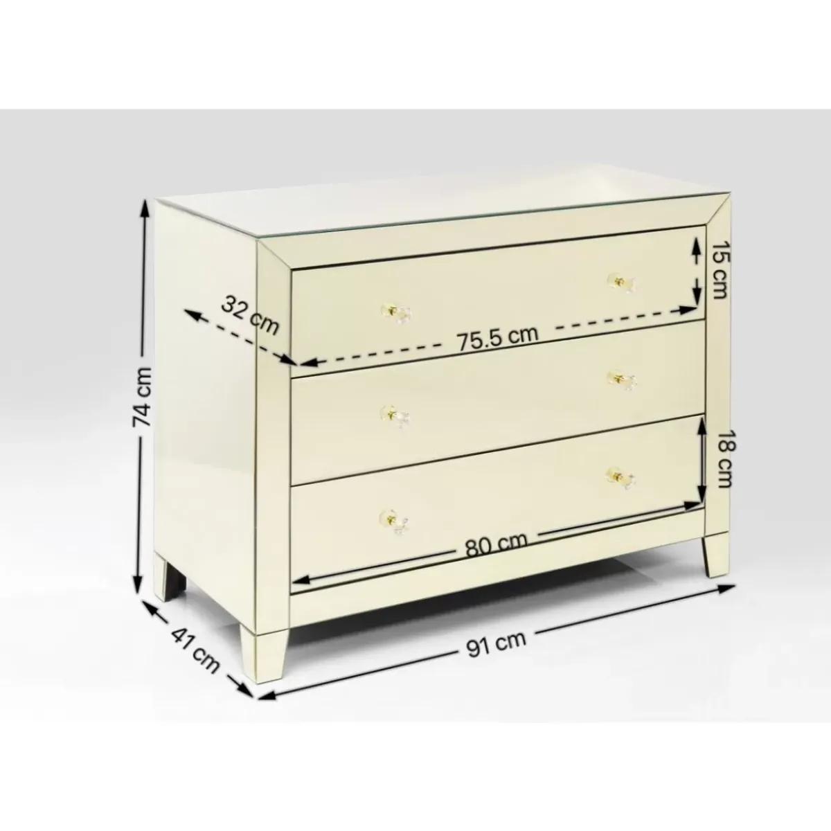 KARE Design Kommode Luxury Champagne 3 Schube- Kommoden & Sideboards