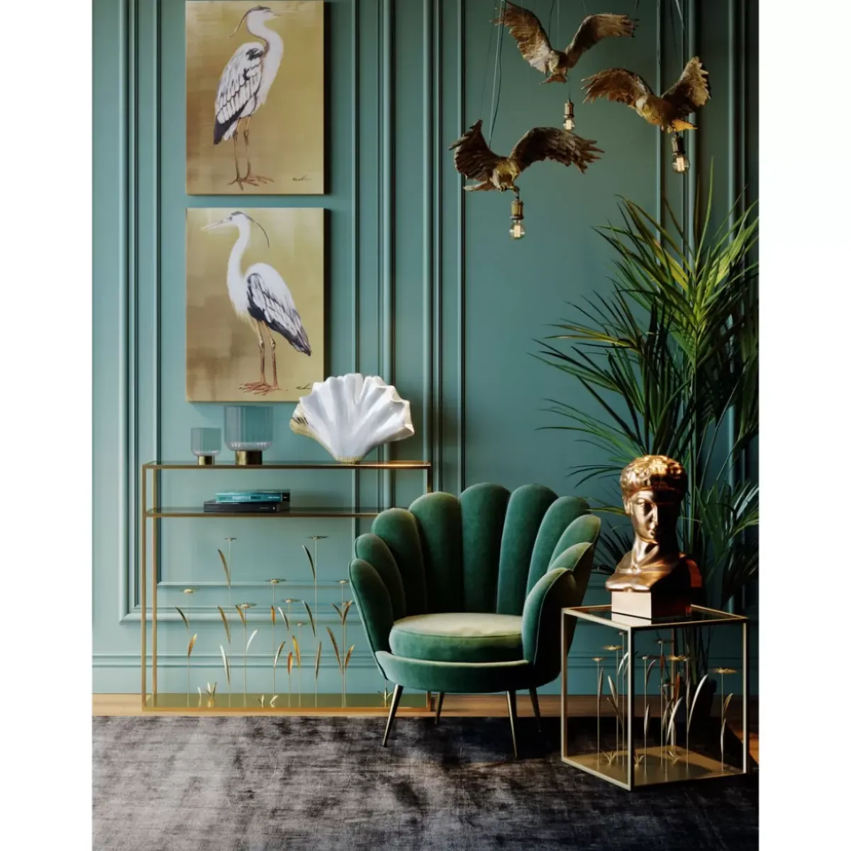 KARE Design Konsole Flower Meadow Gold 100- Kommoden & Sideboards