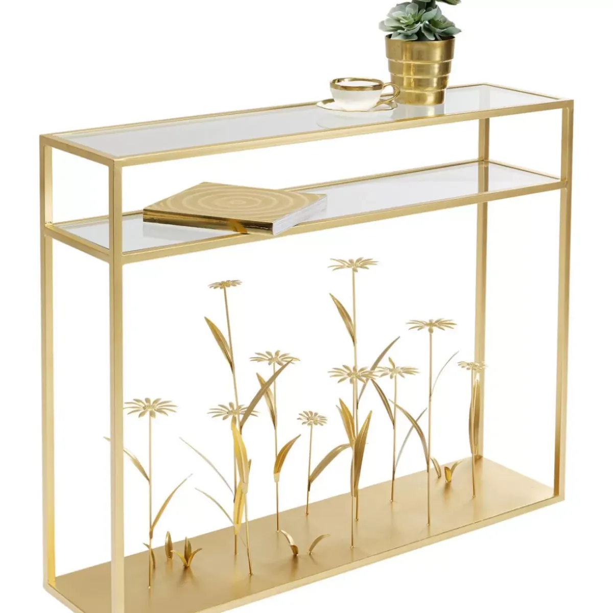 KARE Design Konsole Flower Meadow Gold 100- Kommoden & Sideboards