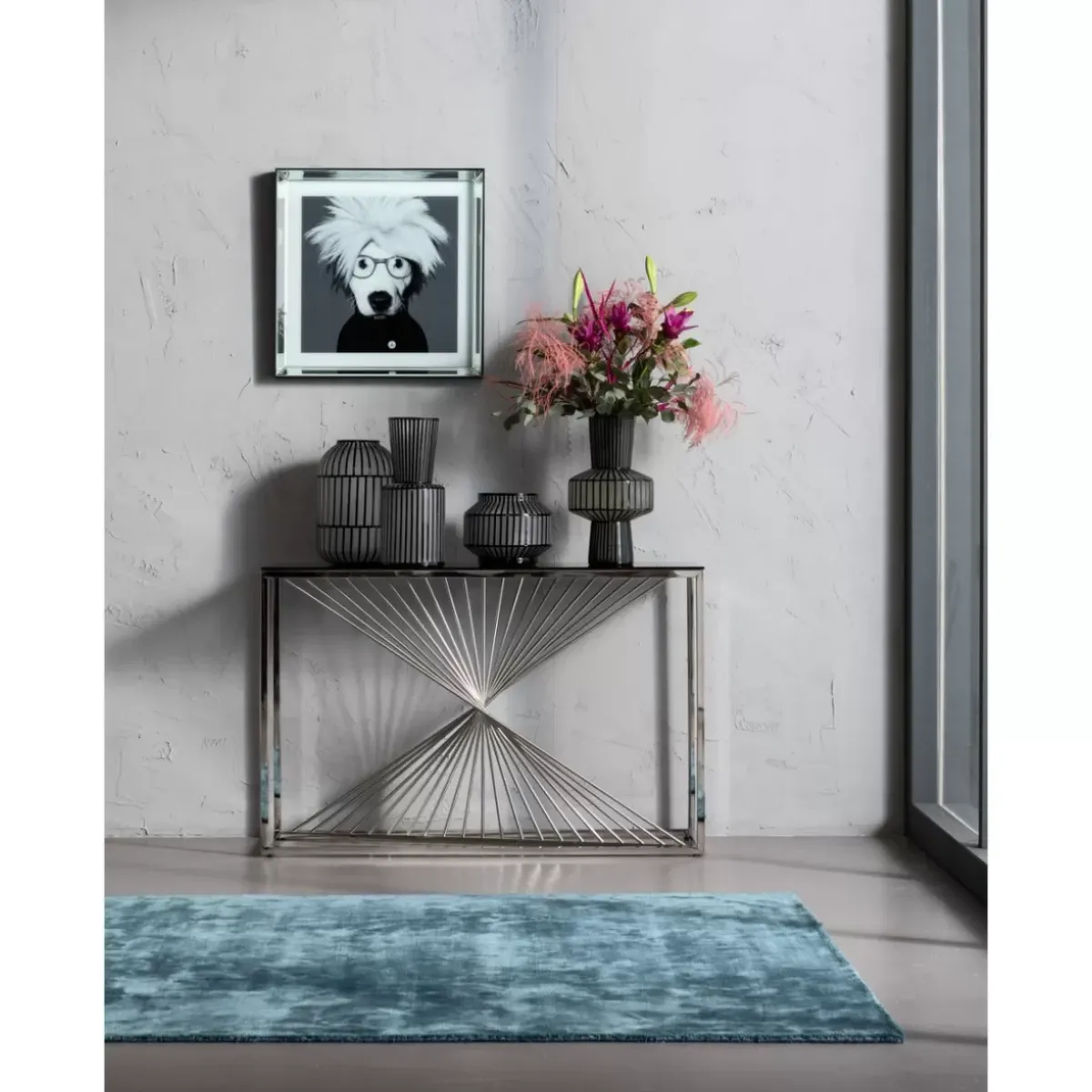 KARE Design Konsole Laser Silber Klarglas 120X40- Kommoden & Sideboards