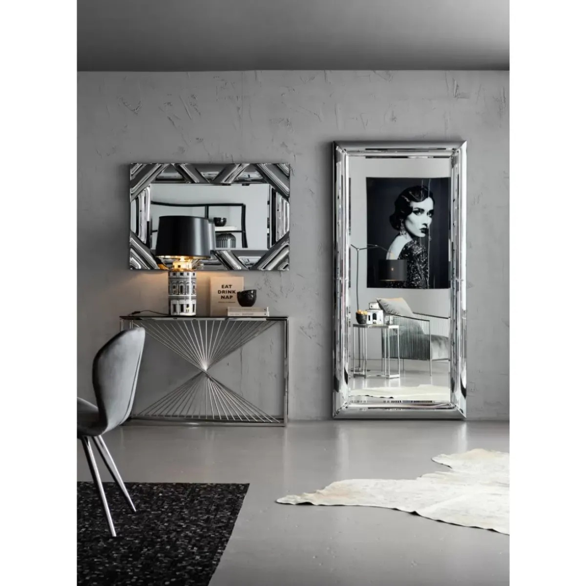 KARE Design Konsole Laser Silber Klarglas 120X40- Kommoden & Sideboards