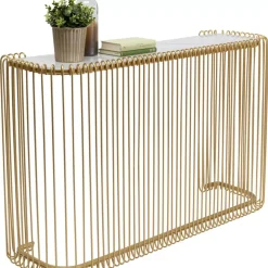 KARE Design Konsole Wire Glas Marble Gold 142X89Cm- Kommoden & Sideboards