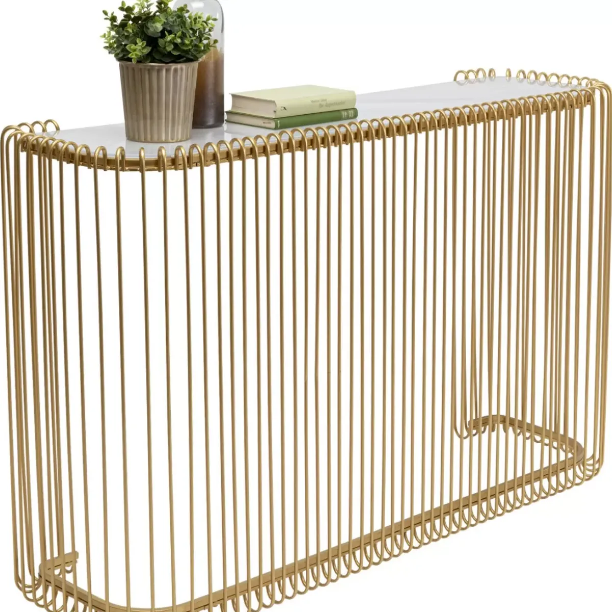 KARE Design Konsole Wire Glas Marble Gold 142X89Cm- Kommoden & Sideboards
