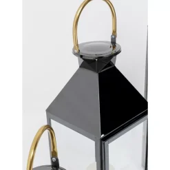 KARE Design Laterne Giardino Schwarz Gold (4/Set)- Kerzenständer & Laternen