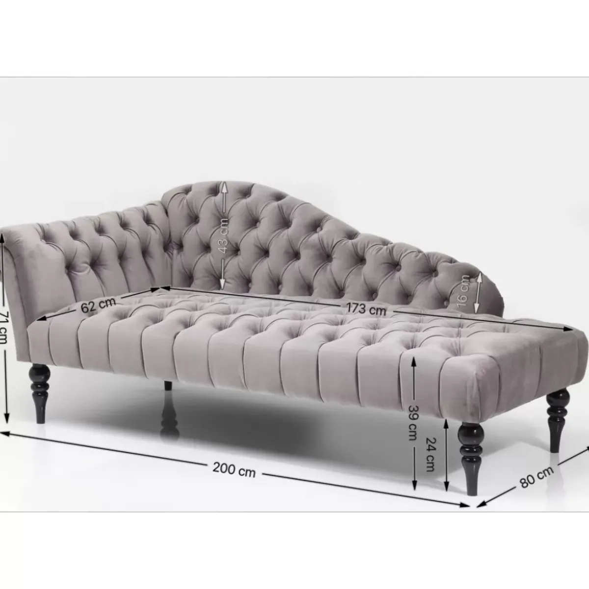 KARE Design Recamiere Desire Velvet Silbergrau- Sofas & Couches