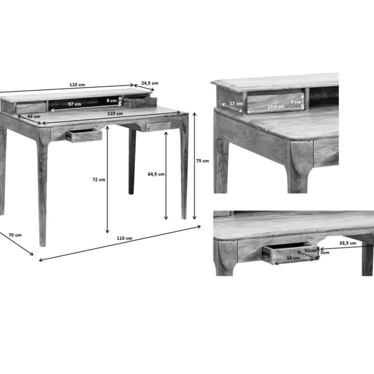 KARE Design Schreibtisch Brooklyn Walnut 110X70Cm- Tische