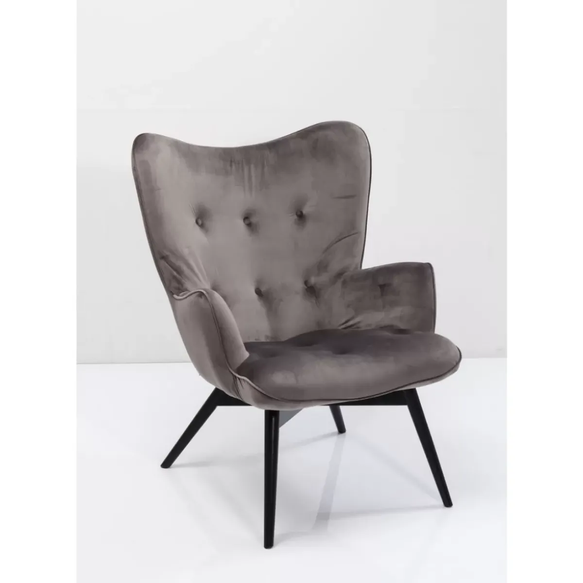 KARE Design Sessel Black Vicky Velvet Grau- Sessel