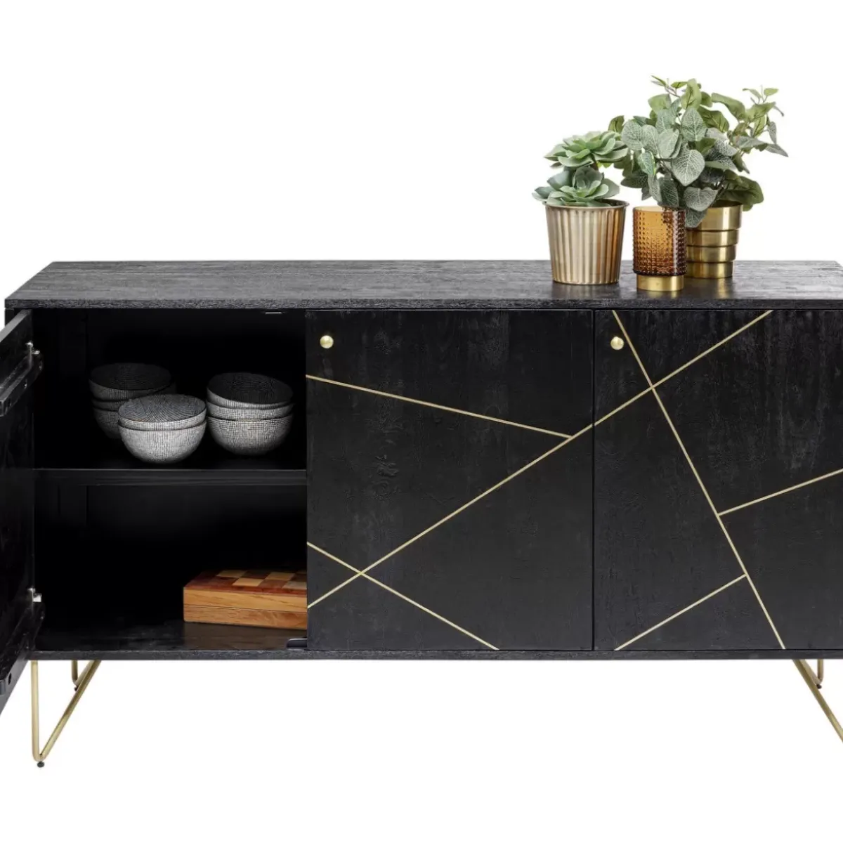 KARE Design Sideboard Gold Vein 3 Turig 145X82Cm- Kommoden & Sideboards