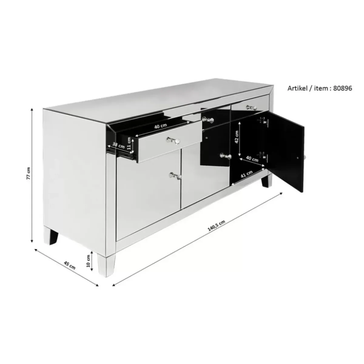 KARE Design Sideboard Luxury Push Grau- Kommoden & Sideboards