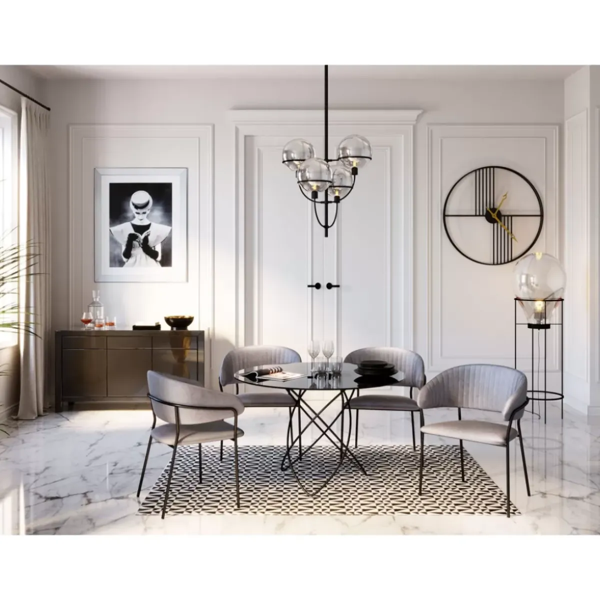 KARE Design Sideboard Luxury Push Grau- Kommoden & Sideboards