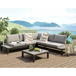 KARE Design Sitzgruppe Holiday Schwarz (4-Tlg.)- Outdoormöbel