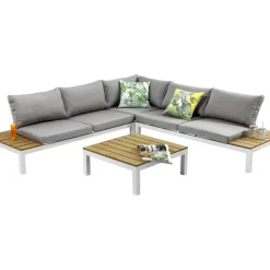 KARE Design Sitzgruppe Holiday Weiss (4-Tlg.)- Outdoormöbel