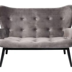 KARE Design Sofa Black Vicky 2-Sitzer Velvet Grau- Sofas & Couches