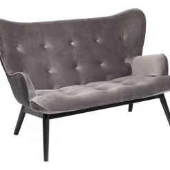 KARE Design Sofa Black Vicky 2-Sitzer Velvet Grau- Sofas & Couches