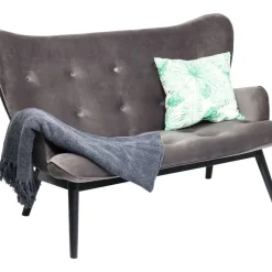 KARE Design Sofa Black Vicky 2-Sitzer Velvet Grau- Sofas & Couches