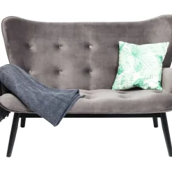 KARE Design Sofa Black Vicky 2-Sitzer Velvet Grau- Sofas & Couches