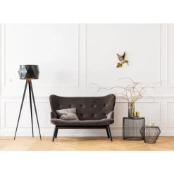 KARE Design Sofa Black Vicky 2-Sitzer Velvet Grau- Sofas & Couches